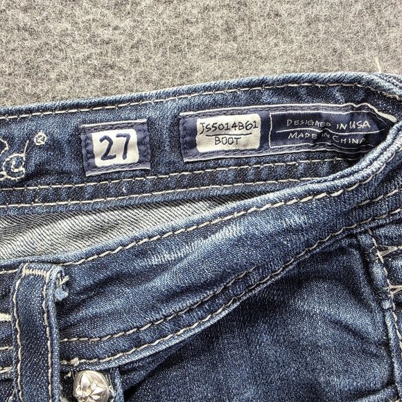 Miss Me Jeans Womens 27 Blue Bootcut JS5014B61 Embellished Flap Pockets Denim - Picture 6 of 11